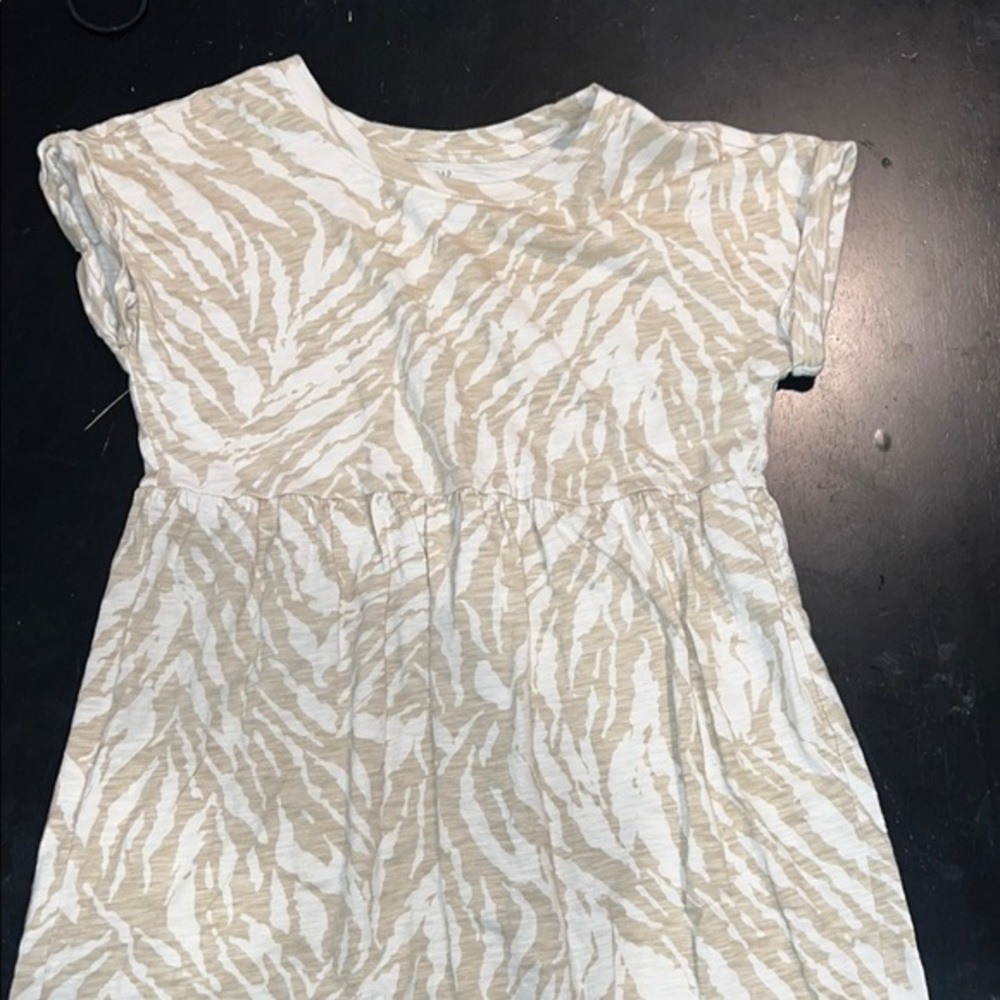 GAP Girls Beige Zebra Print T-Shirt Dress Size M